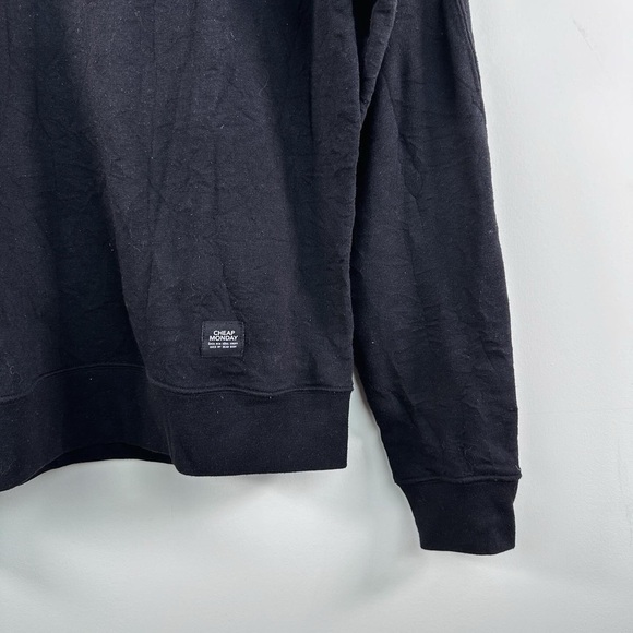 Cheap Monday Black Crewneck Sweatshirt - Wrinkled, Distressed Style, Size M - Picture 2 of 5